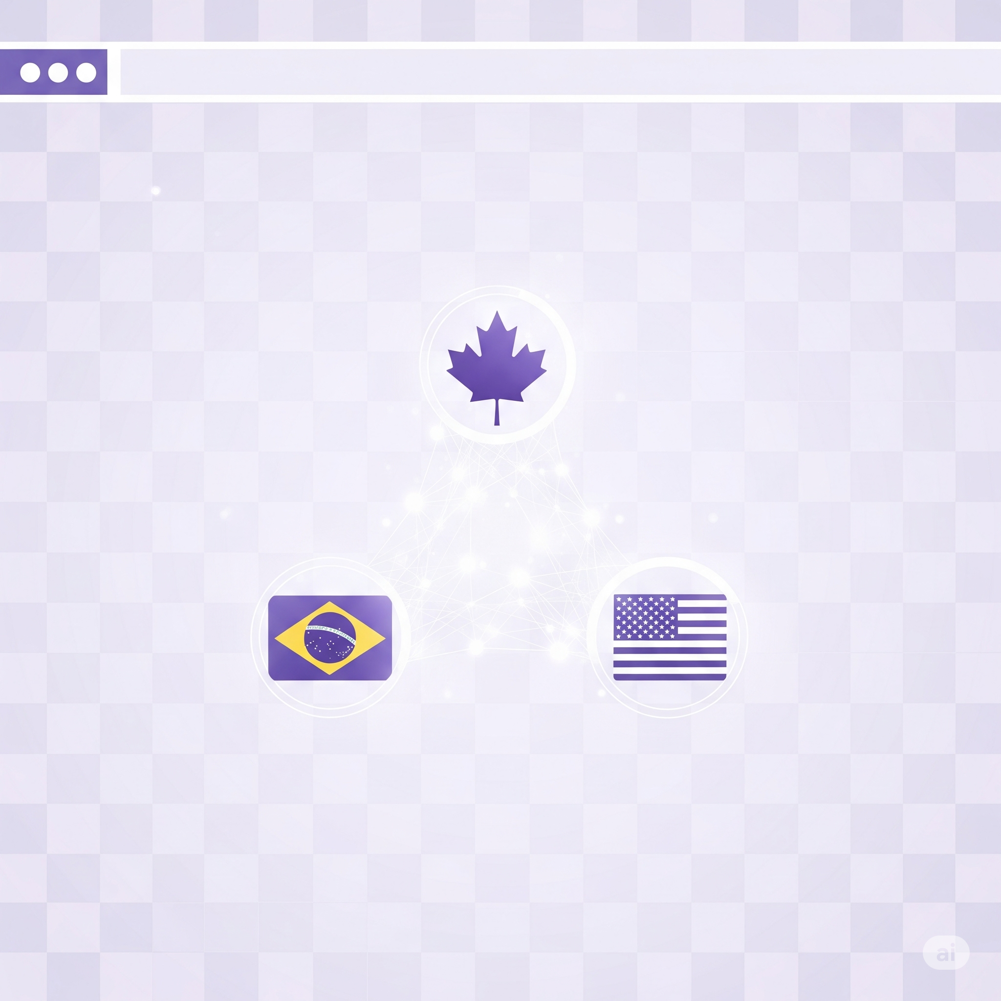 A globe connecting Canada and Brazil